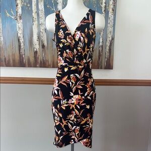 WHBM Floral Sleeveless Faux Wrap Dress
